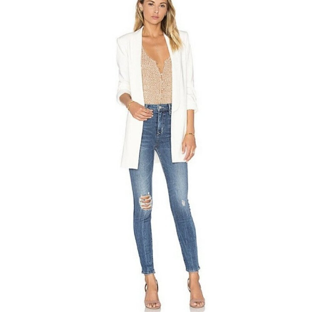 Lovers + Friends Mason High Rise Skinny Jeans Larchmont Distressed Women's Sz 27